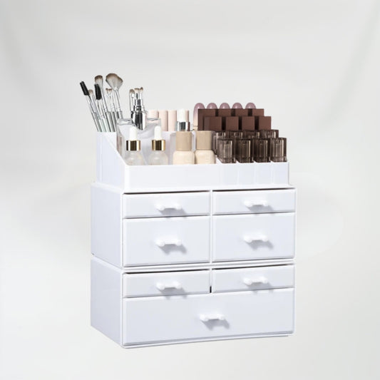 Cq acrylic 3 Pack White Organizer for Vanity With Drawer